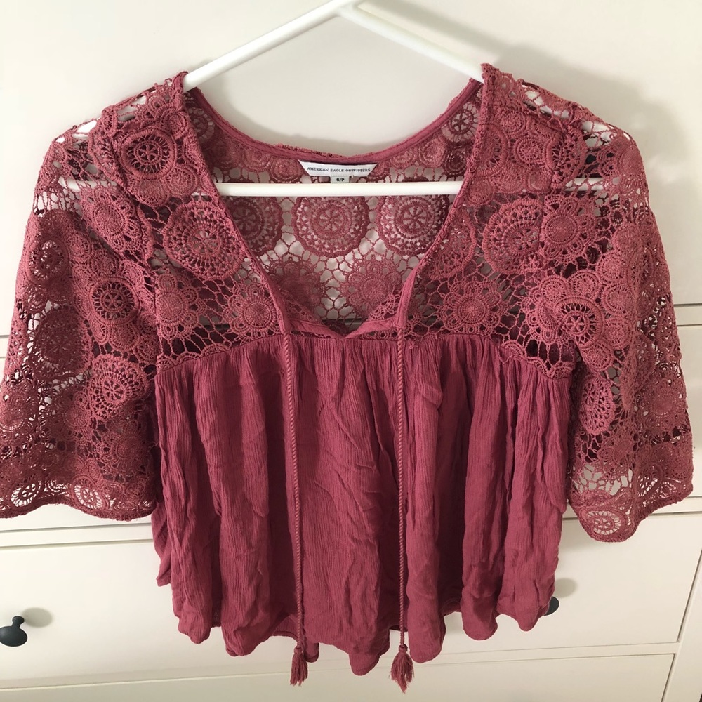 Burgundy American Eagle blouse